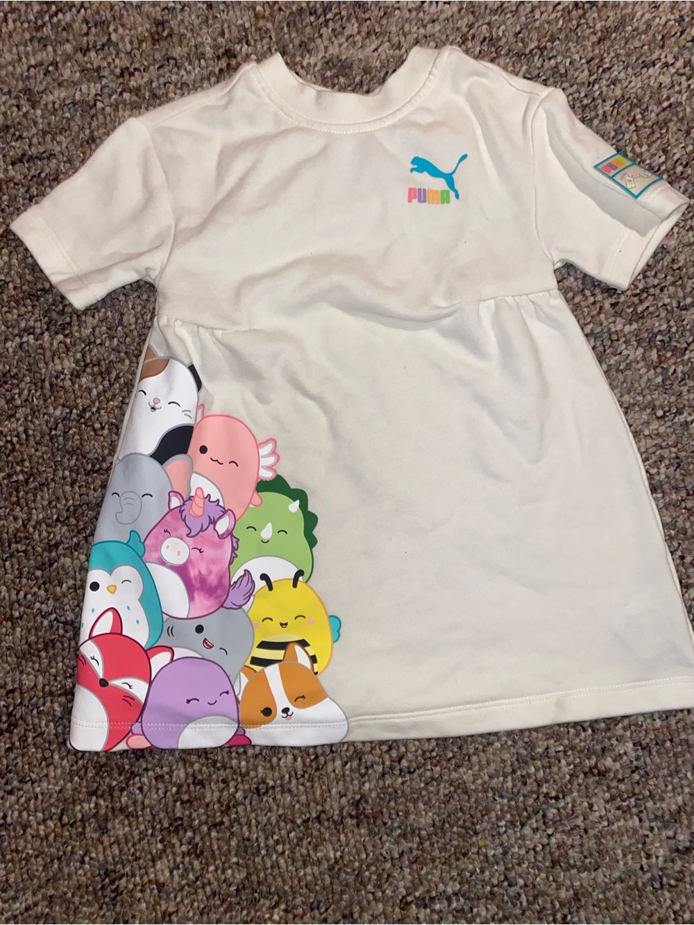 3/25$ PUMA Squishmallows White Kids Sweater Dress with Colorful Character Print